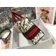 MEDIUM LADY D-LITE DiorAMOUR BAG Red Embroidery High