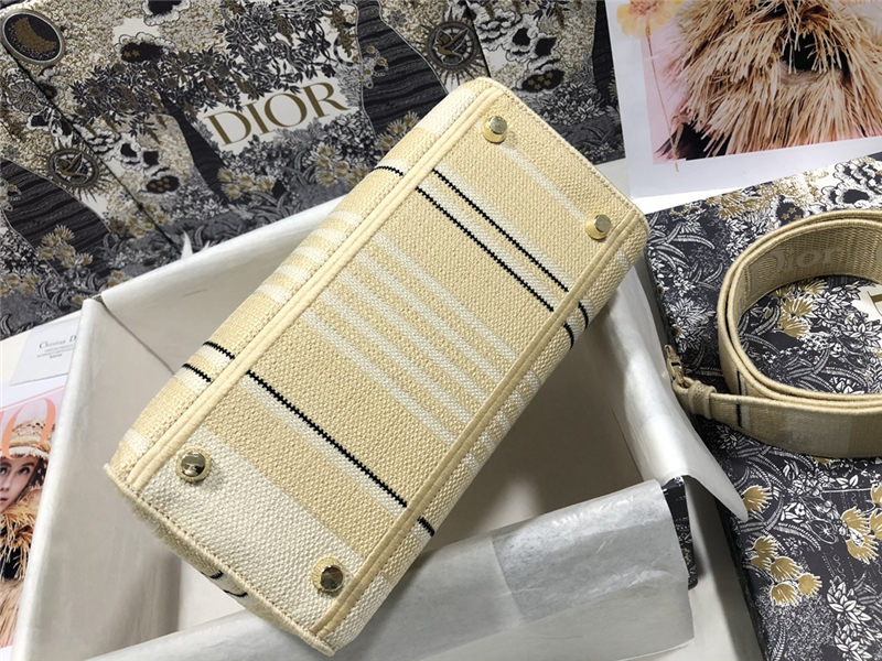 MEDIUM LADY D-LITE BAG Stripe Embroidery High