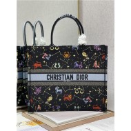 LARGE Dior BOOK TOTE Dior Pixel Zodiac Embroidery Black High