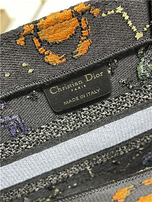 SMALL Dior BOOK TOTE Dior Pixel Zodiac Embroidery Black High