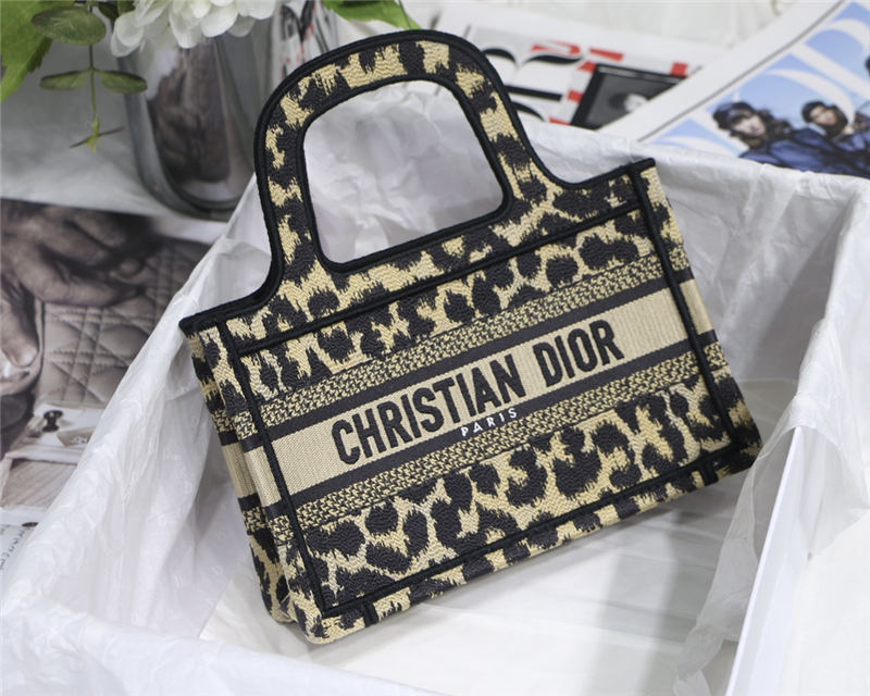 MINI Dior BOOK TOTE Beige Multicolor Mizza Embroidery High