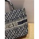 SMALL Dior BOOK TOTE Shopping Bag Dior Oblique Embroidery Blue High