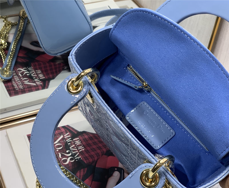 MINI LADY Dior BAG Patent Cannage Calfskin Sky Blue High