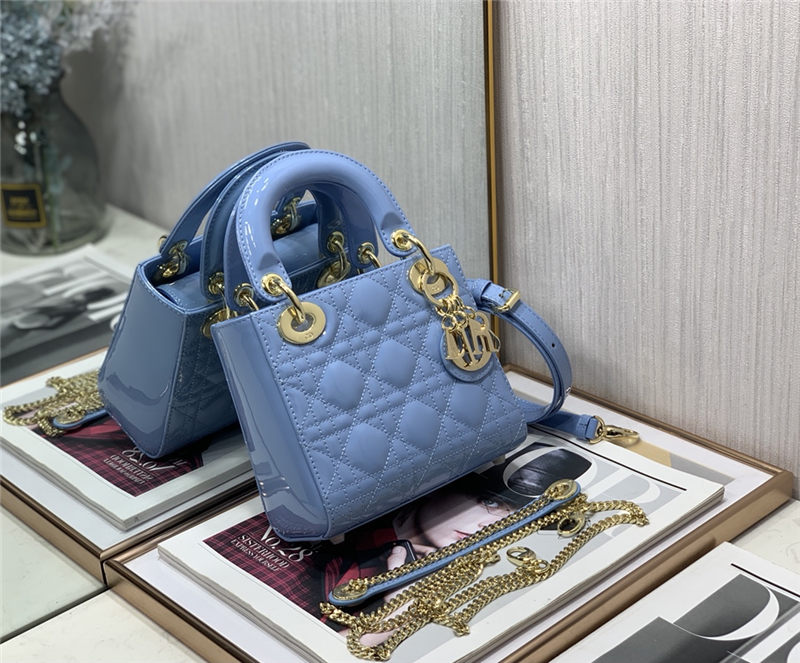 MINI LADY Dior BAG Patent Cannage Calfskin Sky Blue High