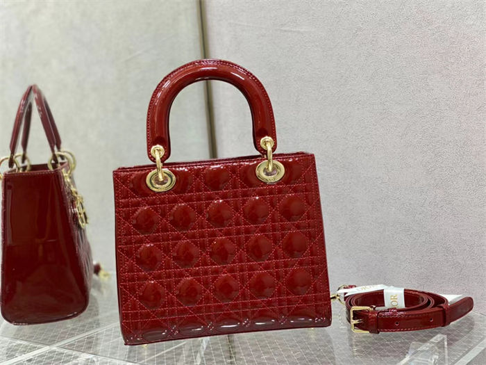 MEDIUM LADY Dior BAG Patent Cannage Calfskin High