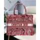 MEDIUM Dior BOOK TOTE Toile de Jouy Reverse Embroidery Red High