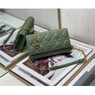 Dior CARO BELT POUCH WITH CHAIN Supple Cannage Calfskin Green High