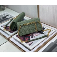 Dior CARO BELT POUCH WITH CHAIN Supple Cannage Calfskin Green High