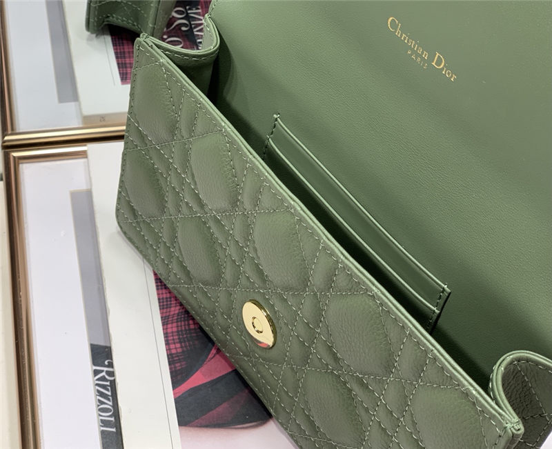 Dior CARO BELT POUCH WITH CHAIN Supple Cannage Calfskin Green High