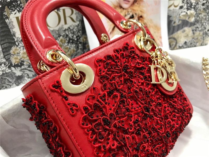 MINI LADY Dior BAG Embroidery Calfskin High