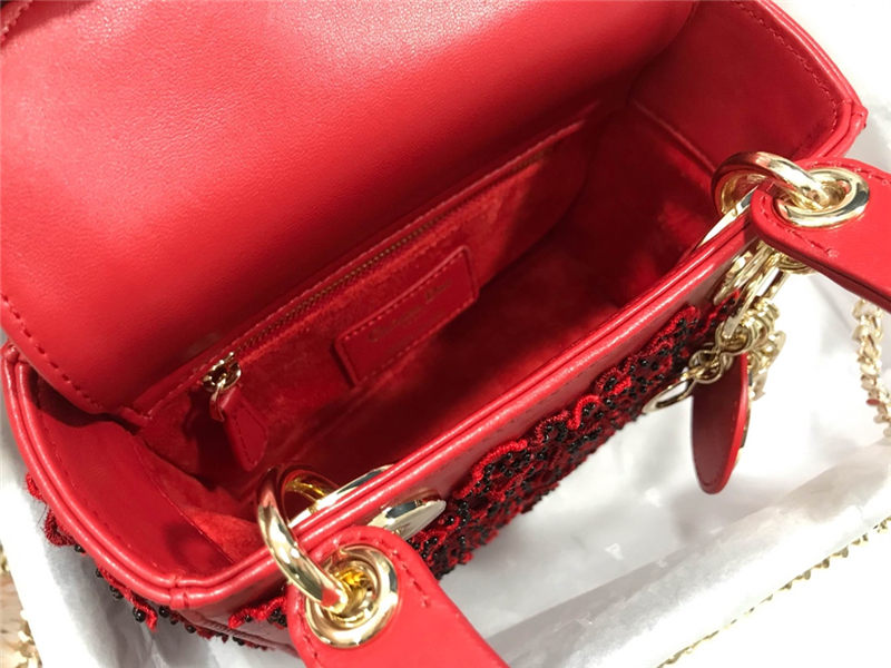 MINI LADY Dior BAG Embroidery Calfskin High