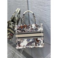 SMALL Dior BOOK TOTE Dior Jardin d'Hiver Embroidery White High