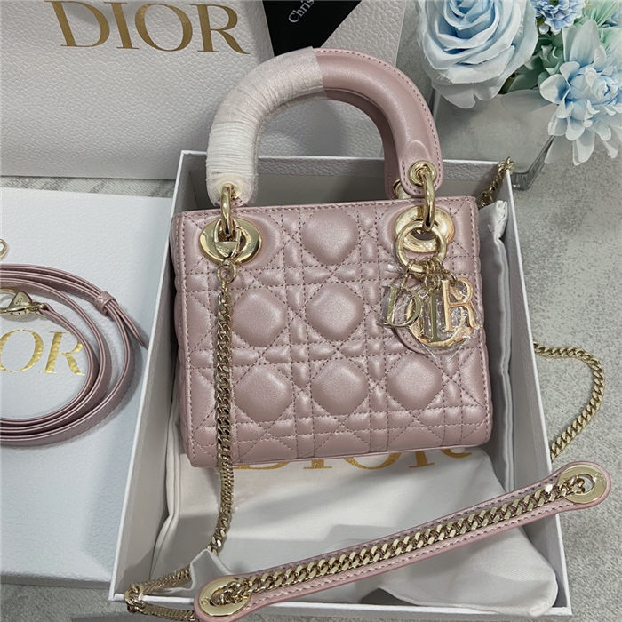 MINI LADY Dior BAG Cannage Lambskin Gold Metal Pink High