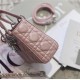 MINI LADY Dior BAG Cannage Lambskin Silver Metal Pink High