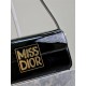 MISS DIOR FLAP BAG Patent Calfskin Black High