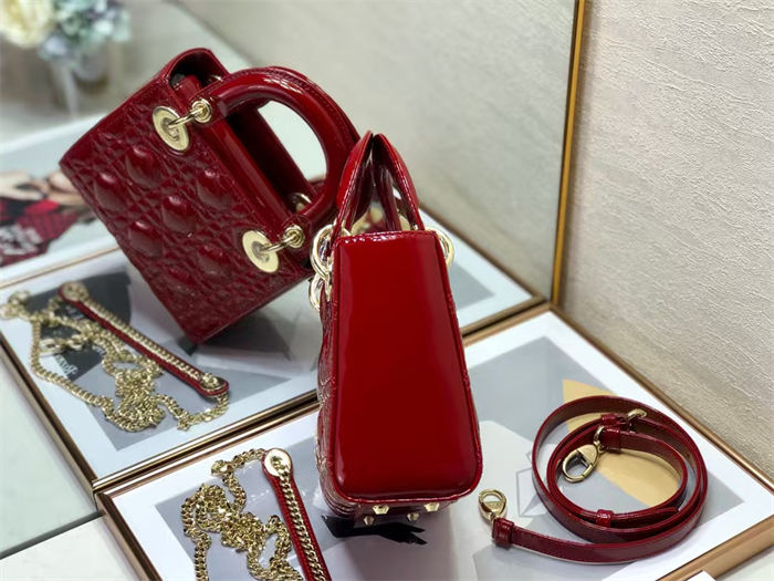 MINI LADY Dior BAG Patent Cannage Calfskin Red High