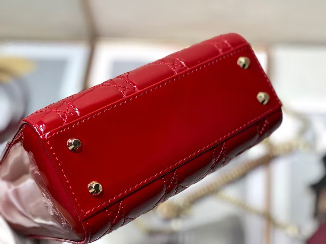 MINI LADY Dior BAG Patent Cannage Calfskin Red High