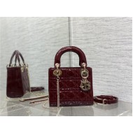 MINI LADY Dior BAG Patent Cannage Calfskin Burgundy High