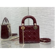 MINI LADY Dior BAG Patent Cannage Calfskin Burgundy High