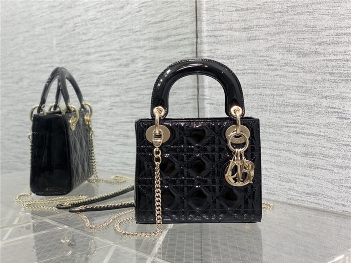 MINI LADY Dior BAG Patent Cannage Calfskin Black High