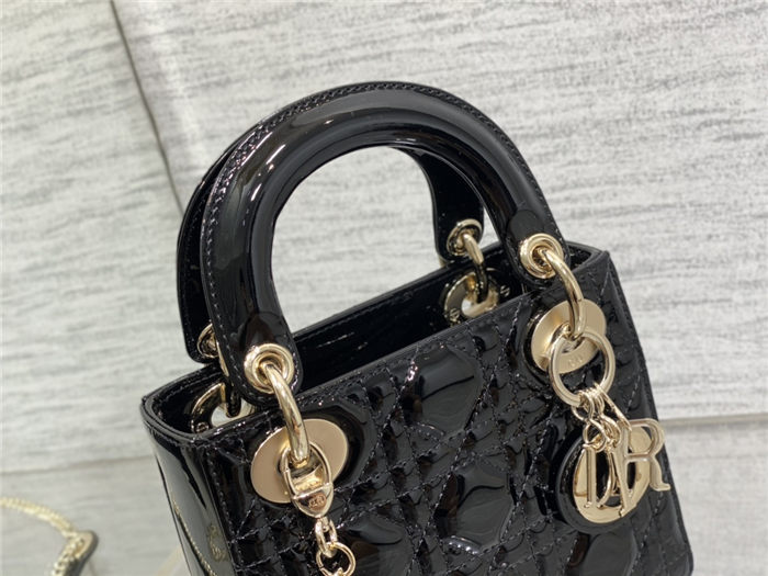 MINI LADY Dior BAG Patent Cannage Calfskin Black High