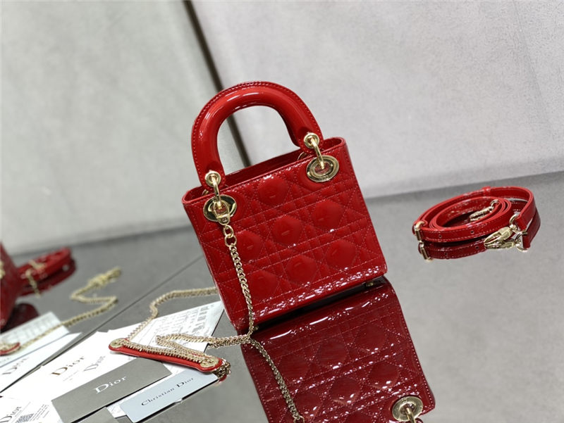 MINI LADY Dior BAG Patent Cannage Calfskin Cherry  High