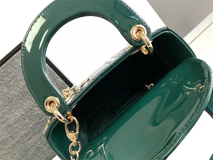 MINI LADY Dior BAG Patent Cannage Calfskin Dark Green High