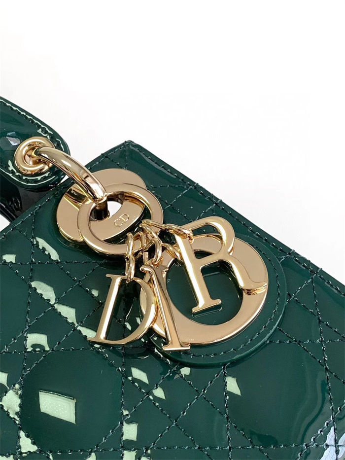 MINI LADY Dior BAG Patent Cannage Calfskin Dark Green High