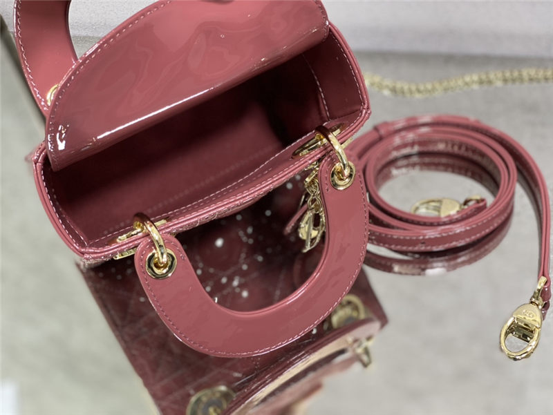 MINI LADY Dior BAG Patent Cannage Calfskin Dusty Pink High