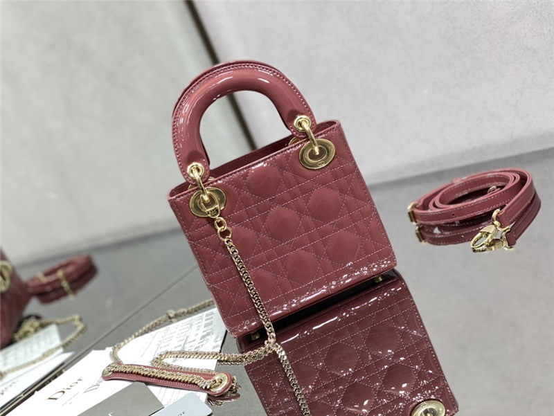 MINI LADY Dior BAG Patent Cannage Calfskin Dusty Pink High