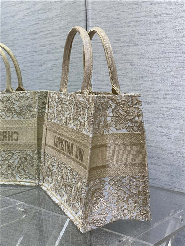 MEDIUM Dior BOOK TOTE D-Lace Embroidery with Macramé Effect High