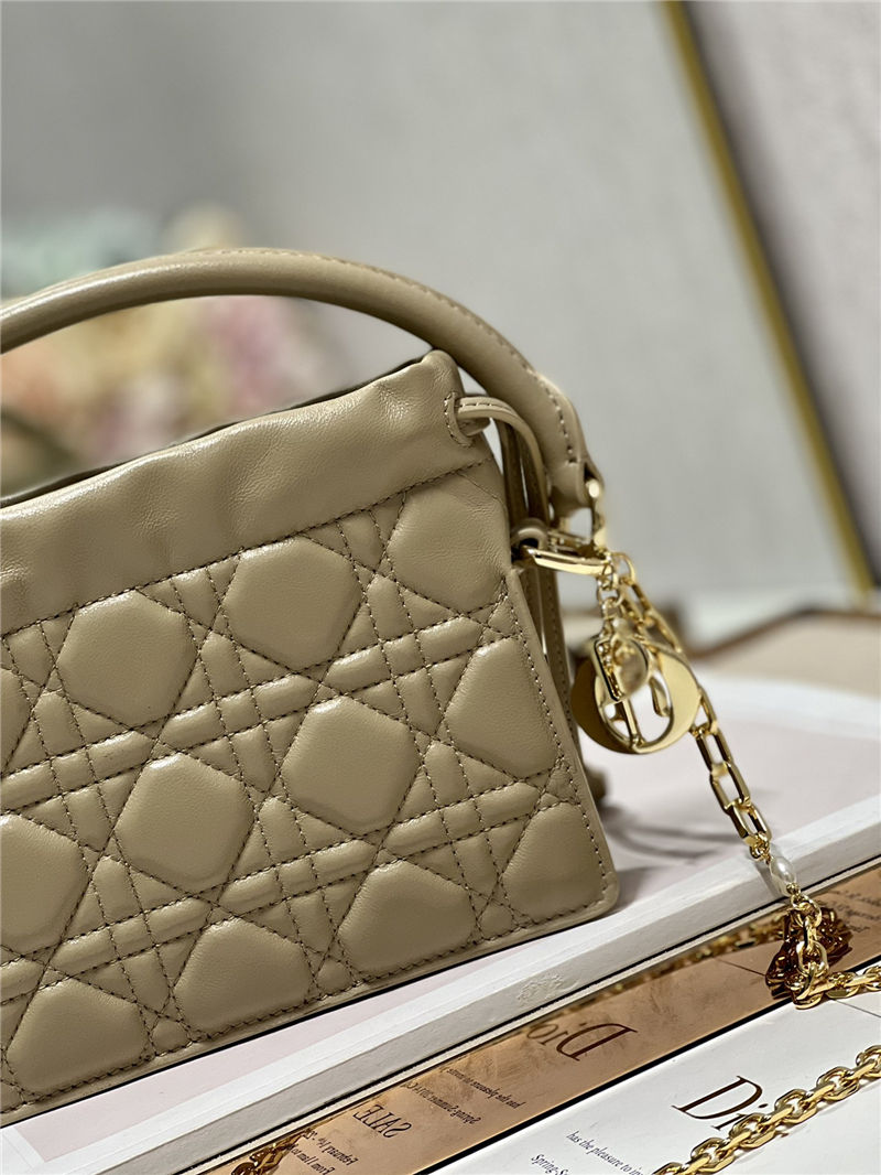 LADY DIOR TOP HANDLE DRAWSTRING MINI BAG Beige High