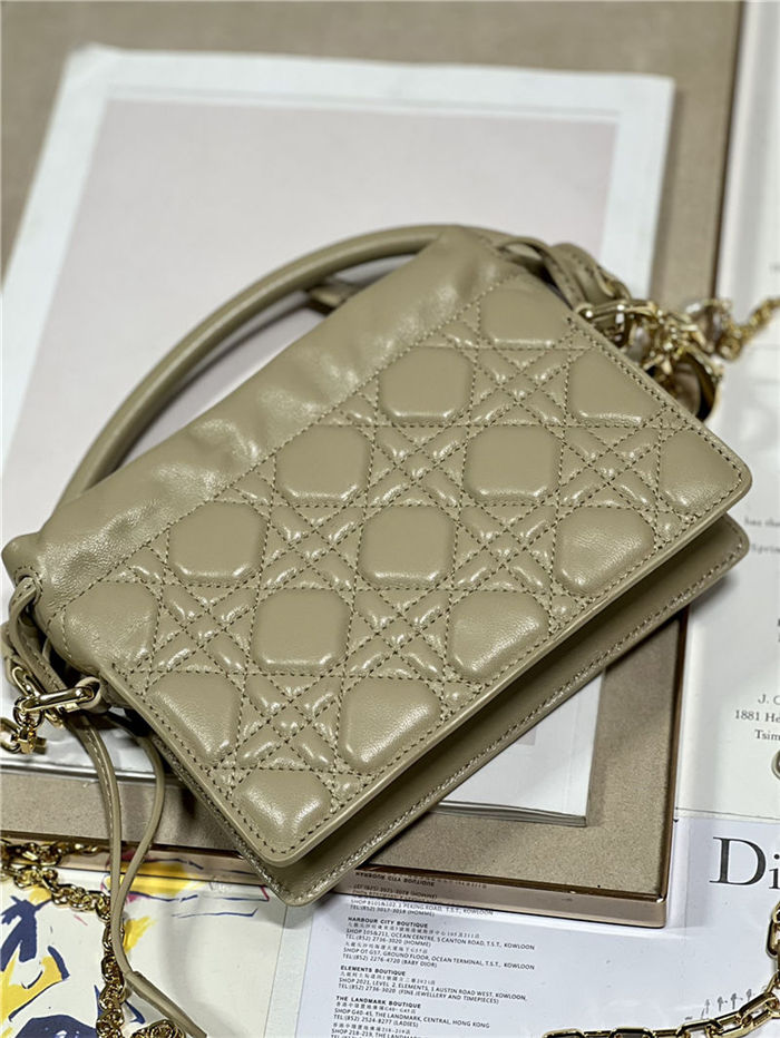 LADY DIOR TOP HANDLE DRAWSTRING MINI BAG Beige High