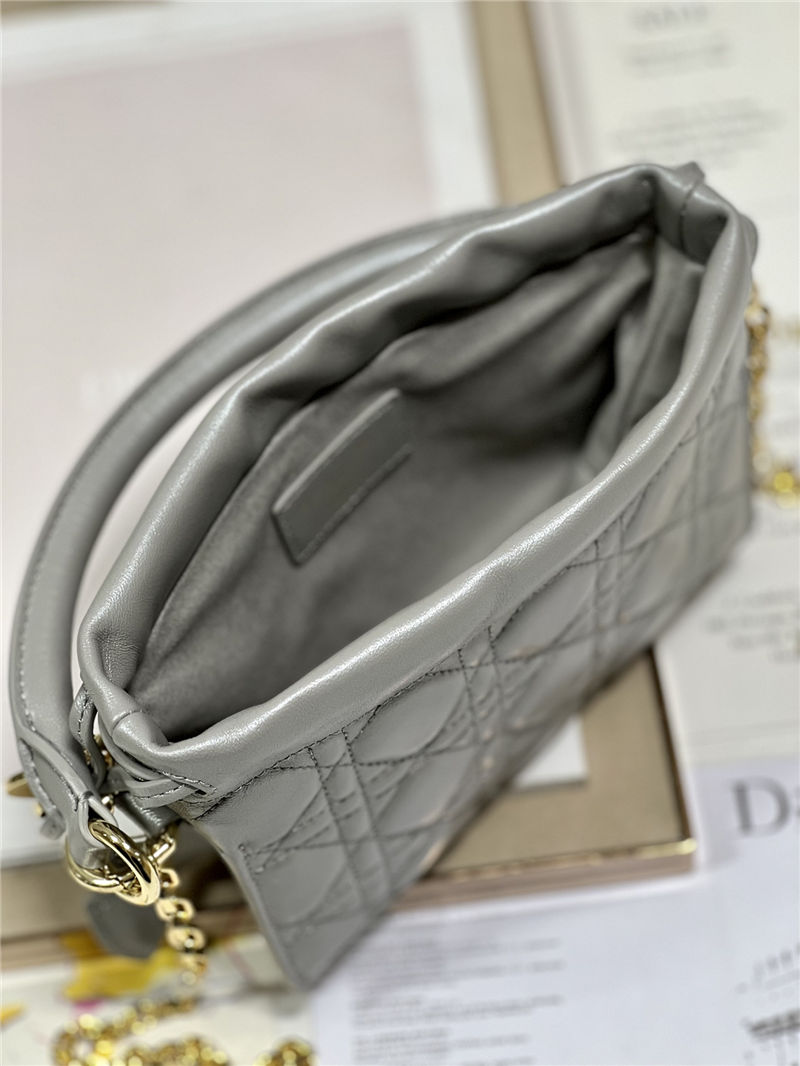 LADY DIOR TOP HANDLE DRAWSTRING MINI BAG Grey High