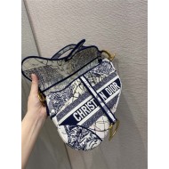 SADDLE BAG Dior Around The World Embroidered Canvas Blue High