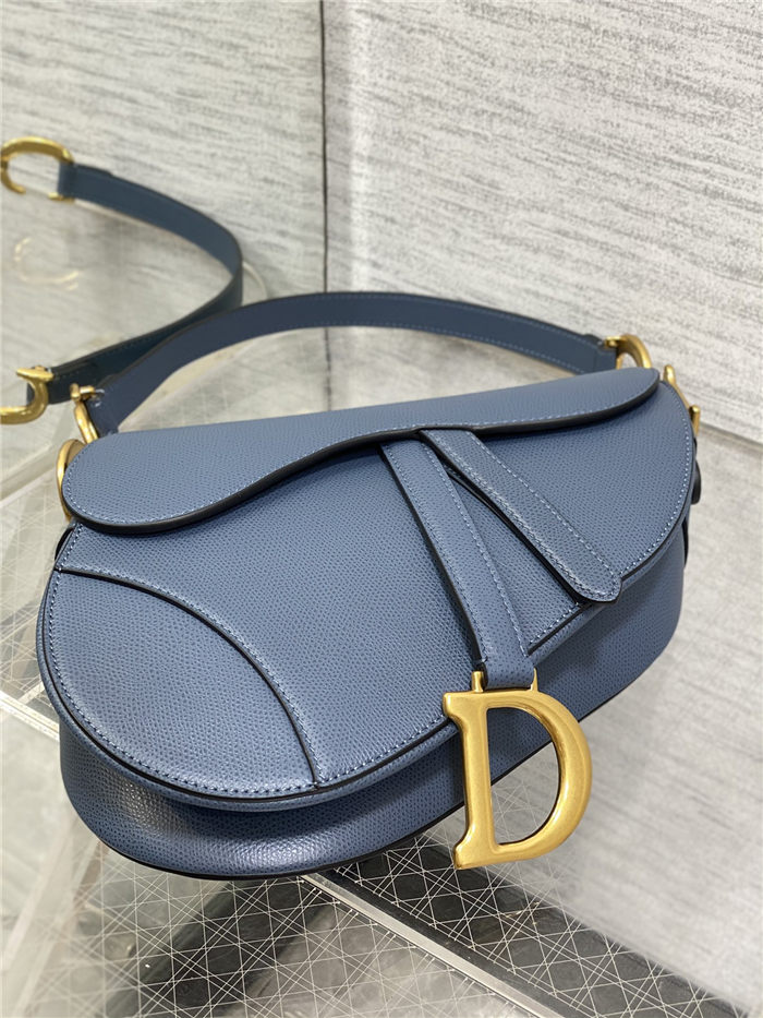 SADDLE BAG Grained Calfskin Dark Blue High