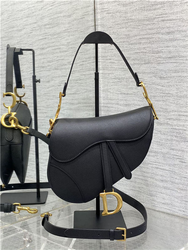 SADDLE BAG Grained Calfskin Black High