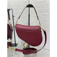 SADDLE BAG Grained Calfskin Wine High