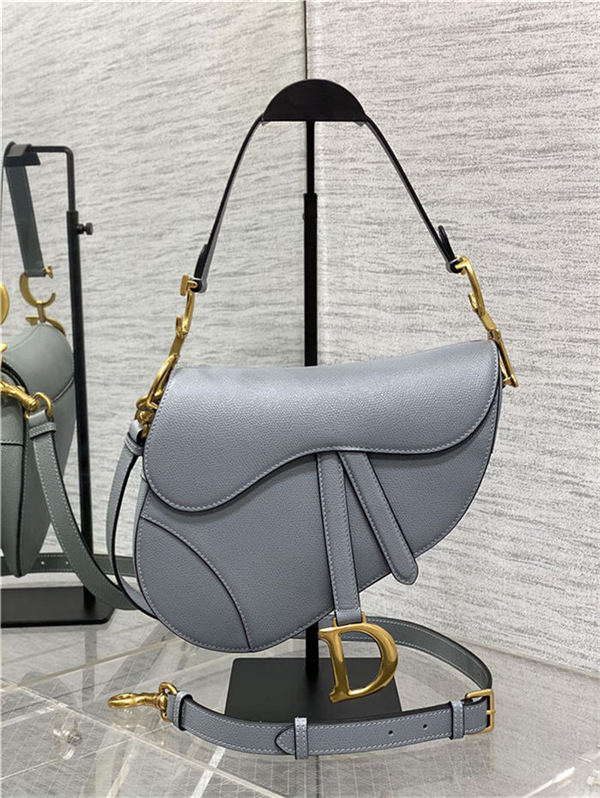 SADDLE BAG Grained Calfskin Light Blue High