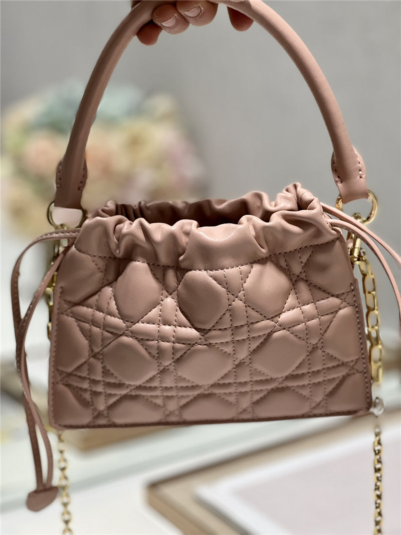 LADY DIOR TOP HANDLE DRAWSTRING MINI BAG Pink High