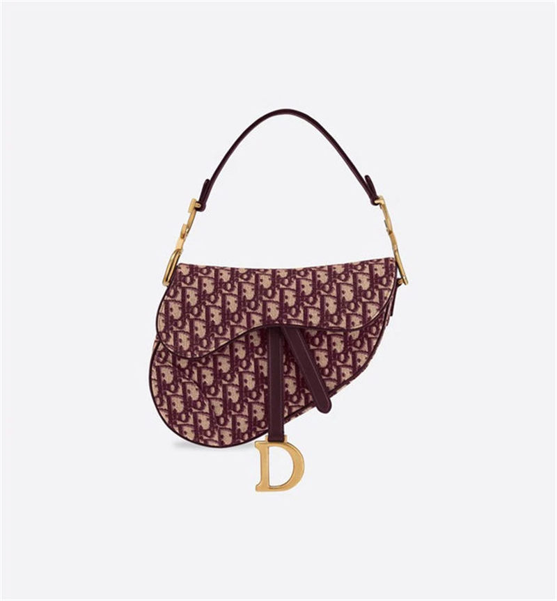 SADDLE BAG Dior Oblique Jacquard Burgundy Mid