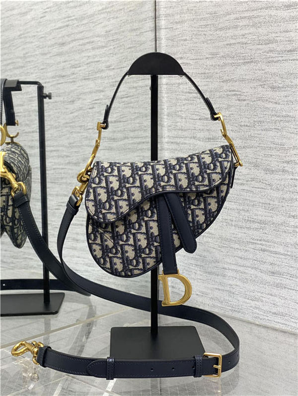 Mini SADDLE BAG Dior Oblique Jacquard Blue High