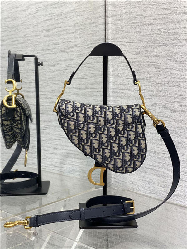 Mini SADDLE BAG Dior Oblique Jacquard Blue High