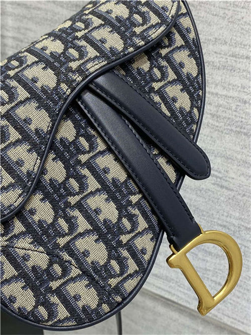 Mini SADDLE BAG Dior Oblique Jacquard Blue High