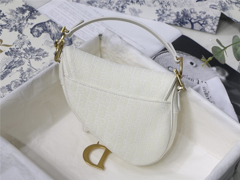 Mini SADDLE BAG Dior Oblique Jacquard White High