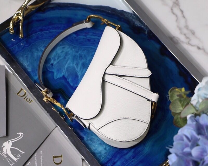 Mini SADDLE BAG Grained Calfskin White High