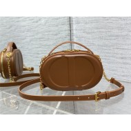 CD SIGNATURE OVAL CAMERA BAG Calfskin with Embossed CD Signature Caramel High