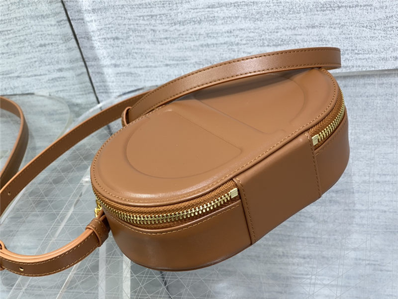 CD SIGNATURE OVAL CAMERA BAG Calfskin with Embossed CD Signature Caramel High