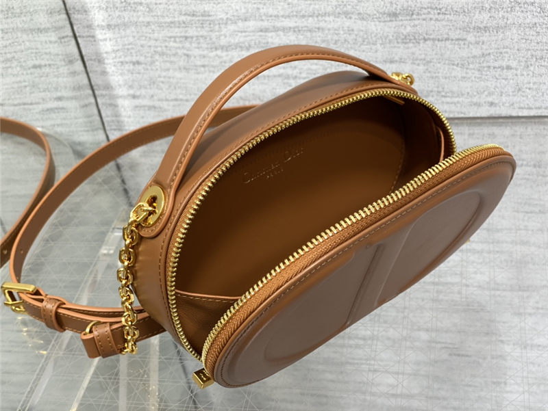 CD SIGNATURE OVAL CAMERA BAG Calfskin with Embossed CD Signature Caramel High