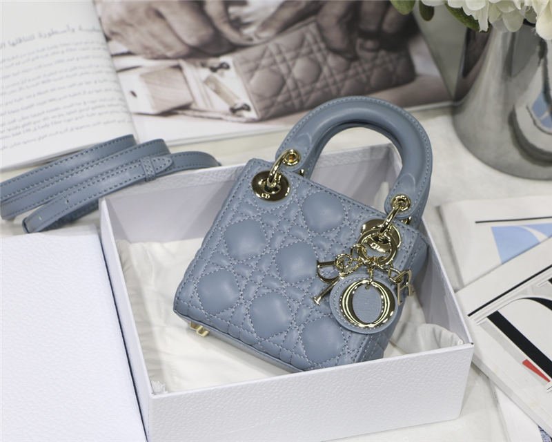 MICRO LADY Dior BAG Cannage Lambskin Blue Top